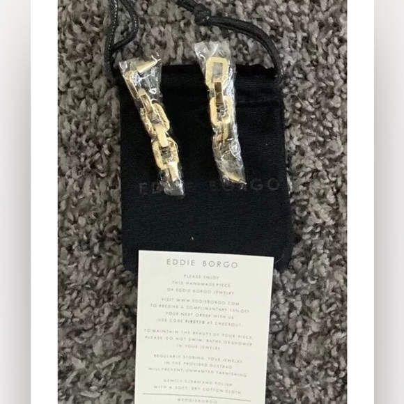 Eddie Borgo Supra Chain Link 12K Gold Finished Earrings New With Tags MSRP $250 - Picture 10 of 10